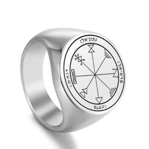R002 <span class=keywords><strong>44</strong></span> Styles Pentacles de Salomon Sceau de Jupiter Mars Mercure Lune Saturne Soleil Vénus Talisman Marquage laser Anneaux en acier inoxydable - Product Image 2