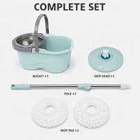 Ensemble de serpillères rotatives pour le nettoyage des sols avec manche télescopique en acier inoxydable, 2 recharges en microfibre et seau rotatif pour usage domestique