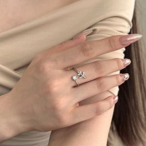 Dylam Stylish Fine Jewelry S925 Silver Nickel Free Rhodium 18K Gold Plated 5A Cubic Zirconia Aviation Airplane Shape <b>Open</b> <b>Rings</b> - Product Image 4