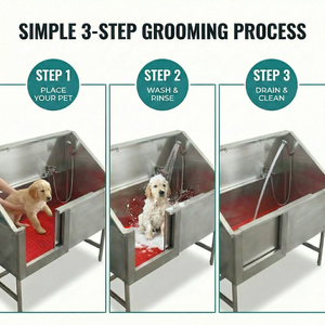 Meilleure baignoire pour animaux de compagnie, durable, en acier inoxydable robuste, pour toilettage professionnel des chiens, avec rampe et robinet, taille personnalisée - Product Image 4