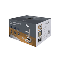 Lampe de bureau multifonctionnelle 15W avec chargeur sans fil, réveil numérique, double port de charge rapide et porte-stylo