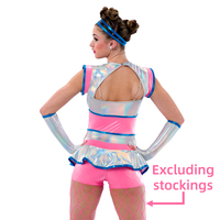 MiDee haute qualité conception populaire filles costumes de danse rose vif et argent contraste patchwork tutu jupe robes Jazz scène porter