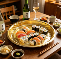 Boîte à sushi ronde personnalisable en plastique avec couvercle, matériau de qualité alimentaire pour restaurants japonais, snack-bars, stands de hamburgers