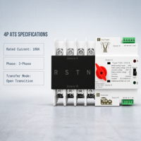 ATS 4P 125A Saklar Transfer Otomatis Tiga Fasa Open Transition Break Before Make untuk Inverter PV UPS Backup