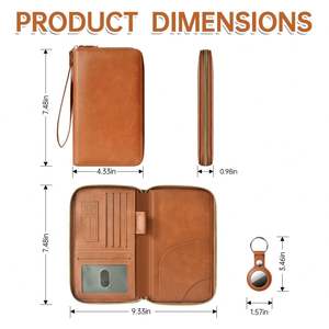 Porta Pasaportes de Viaje Compacto y Espacioso con Ranura Externa para Rastreador Inteligente, Organizador Impermeable con Cierre para Artículos Esenciales de Viaje - Product Image 2