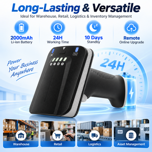 Lecteur de codes-barres portable UHF RFID 2D, scanner de codes-barres sans fil double mode ISO18000-6C EPC C1G2 pour la gestion des stocks et l'inventaire - Product Image 4