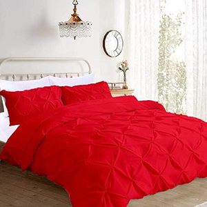 Classic Red Quilted Duvet Cover Set 4 Piece Polyester <b>Bedding</b> Home Use Washable Solid Pattern - Product Image 3