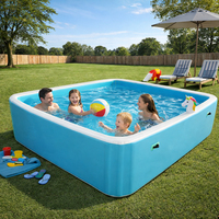 Piscine gonflable rectangulaire en PVC de haute qualité OEM, durable, pour enfants, design géant Drop Stitch, portable et étanche