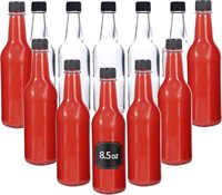 Bouteilles de sauce piquante en verre de 100 ml, 150 ml, 250 ml avec compte-gouttes, bouchons noirs et film rétractable pour vinaigrette
