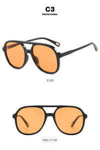 Nhà Máy Bán buôn thời trang thiết kế thương hiệu dù để che nắng kính Cổ Điển Retro quá khổ khung nhựa đầy màu sắc Kính mát unisex - Product Image 4