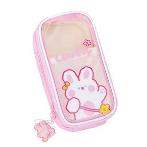 Estuche para Lápices con Cremallera y Estampado de Animales de Dibujos Animados, Caja de Almacenamiento de Papelería de PVC Translúcido, Bolsa para Lápices - Product Image 1