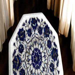 Elegant Handmade <b>White</b> Marble <b>Table</b> with Floral Pattern Design Luxury Dining Furniture for Home Office Hotel Restaurant - Product Image 3