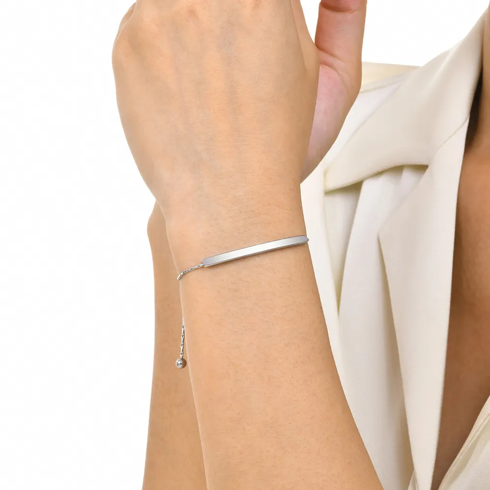 minimalist women jewelry rope chain bracelet friendship bracelet with adjust beads engravable