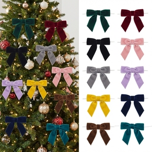 Lazo de Terciopelo Personalizado al por Mayor con Cierre de Alambre <span class=keywords><strong>para</strong></span> Decoración de Árboles de Navidad, Botellas, Cestas, Envoltura de Regalos y Embalaje - Product Image 1