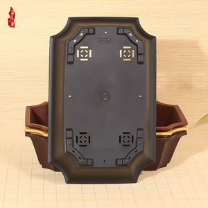 Maceta <span class=keywords><strong>Rectangular</strong></span> de <span class=keywords><strong>Resina</strong></span> con Base, Estilo Chino Tradicional, para Jardín, Patio y Hogar - Product Image 3
