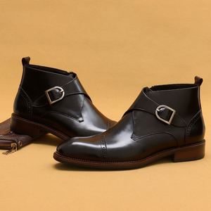 Bottines en cuir de vachette pour homme, fermeture éclair, style britannique, luxe léger, bottes en cuir véritable - Product Image 2