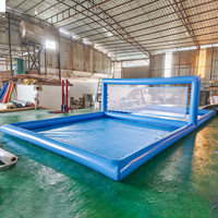 Terrain de volley-ball gonflable bleu, systèmes de filet de volley-ball de plage, terrain de volley-ball extérieur de 33 pieds pour fête de carnaval