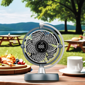 Ventilateur de table électrique portable avec lumière LED, 3 vitesses, moteur DC silencieux, batterie rechargeable 5000 mAh, pour la maison et l'extérieur - Product Image 2
