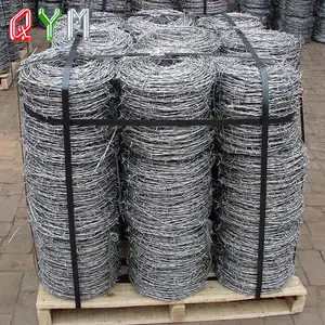 QYM-alambre de púas de calidad afilada, cercado de alambre de púas galvanizado sumergido en caliente de 500 M