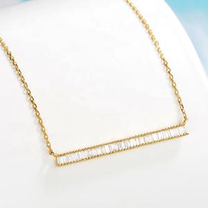 Nuevo Collar de Oro Sólido de 14/18k con Diseño Simple en Forma de Tira y Moissanita Fina Personalizada - Product Image 2
