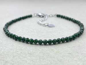 Stainless Steel Dainty Gemstone <b>Beaded</b> <b>Bracelet</b> with Micro Faceted Crystals Minimalist Unisex Jewelry - Product Image 3