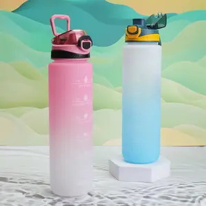 पोर्टेबल उच्च गुणवत्ता वाले सपने रंग 1000 मिलीलीटर क्षमता पानी कप आउटडोर फिटनेस जिम पानी की बोतल समय मार्कर के साथ खेल पानी की बोतल