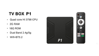 Boîtier TV Android 14 P1 à prix d'usine, original, 4K, Quad Core, 1 Go de RAM, 8 Go/16 Go de ROM, Wi-Fi double bande 2.4G/5G, télécommande vocale
