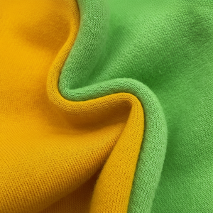 Tissu en coton éponge français de couleur jaune 65% coton 35% tissu en polyester pour vêtements avec 1 côté brossé 3 éponge tricotée en polaire - Product Image 1