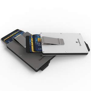 Porte-cartes de crédit anti-RFID à éjection automatique, porte-cartes de visite, pince à billets, pochette en aluminium, design fin et élégant - Product Image 6