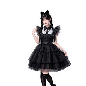 Abito Gotico Nero in Poliestere per Cosplay, Costume Dark Lolita per Halloween e Spettacoli Teatrali da Donna - Product Image 1