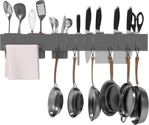 Cooking Utensils Holder Wall-mounted <b>Kitchen</b> <b>Storage</b> Rack for <b>Kitchen</b> Knives Smart Organizer Steel Hooks Modern Design Box - Product Image 1