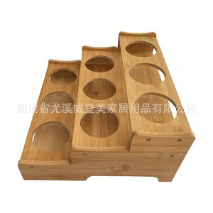 ชั้นวางของไม้ไผ่ 9 ช่องสำหรับห้องครัวและห้องรับประทานอาหาร, ที่จัดระเบียบขวดไวน์แบบเรียบง่าย, กล่องเก็บขวดไวน์สามชั้น - Product Image 1
