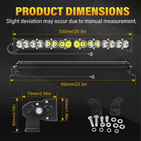 Barre lumineuse LED 22 pouces 80W pour tout-terrain, Jeep, ATV, UTV, camion 4x4, faisceau large et spot, éclairage de travail et de conduite