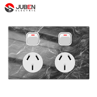 Prise murale USB haute efficacité en acrylique avec 2 prises CA, 2 ports USB, 250V 10AX, 2 interrupteurs, homologuée SAA, vente au détail Nouvelle-Zélande