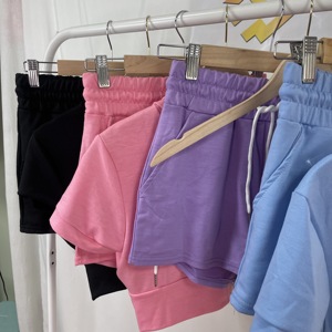 Completo con Cappuccio XS Ultimo Design Tinta Unita Shorts Corti Top Corto a Maniche Corte Set Estivo Due Pezzi <span class=keywords><strong>Abbigliamento</strong></span> Donna - Product Image 5