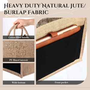 Sacs fourre-tout promotionnels en toile de jute réutilisables, écologiques, naturels, avec logo personnalisé et couleur au choix - Product Image 2