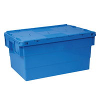 Caisse de déménagement en plastique d'entrepôt Conteneurs de stockage à couvercle attaché empilable Boîte de roulement en plastique pour le transport
