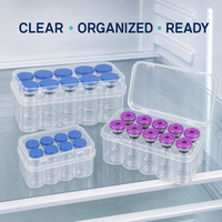 Boîte de rangement pour flacons de peptides, en PP transparent, avec logo personnalisé OEM, 3ml, 5ml, 7ml, 10ml, 20ml, étui en plastique réutilisable à 10 compartiments pour flacons de vaccin