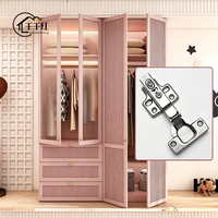 Grande armoire-penderie en bois massif de style français rose avec coiffeuse pour chambre de fille, mobilier de maison