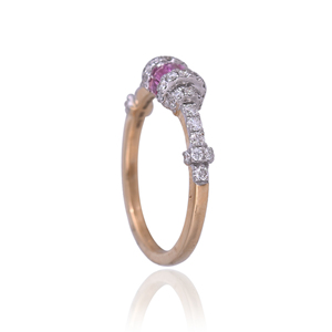 18K Rose <b>Gold</b> Trendy <b>Cocktail</b> <b>Ring</b> Claw Setting Pink Hydro Gemstone Diamond Halo Fine Jewelry Women Luxury Gift Party - Product Image 5