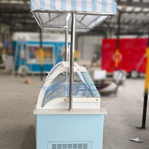 Triciclo Refrigerador Móvil Azul y Blanco para Helados, Camión de Comida Comercial, Triciclo de Bebidas y Alimentos, Bicicleta para Jugos Prensados en Frío - Product Image 4