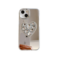 Coque de téléphone de luxe en forme de cœur avec support laser et strass pour iPhone 18 Pro Max, coque arrière en strass pour Apple 17 16