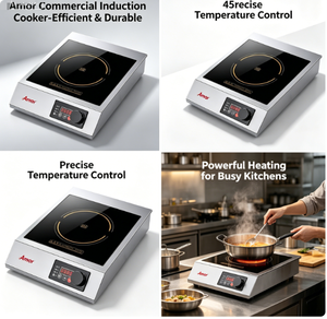 Cuisinière à <span class=keywords><strong>induction</strong></span> commerciale 3500W, puissance réelle 2800W, contrôle à 10 niveaux, structure en acier inoxydable - Product Image 5
