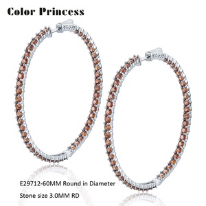 新着クラシック925スターリングシルバーコーヒーCZフープイヤリング女性用ゴールド & ロジウムメッキパーティー用ギフト - Product Image 6
