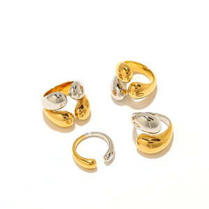 Fashion <b>Rings</b> Stainless Steel 18k Gold Plated Two Tone <b>Open</b> Design Irregular Shape Women's Jewelry Gift - Product Image 4