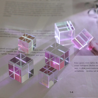 CHUANGXUN Attrape-soleil Cube Coloré Prisme Mélange de Couleurs Cristal Verre Optique Style Chinois Jouet Décoratif de Bureau Plaqué Arc-en-ciel
