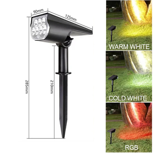 Focos Solares de Suelo para Exterior 2023 Luz Blanca/Cálida/RGB para Jardín, Árboles, Césped y Villas - Product Image 2