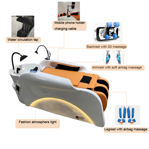 Table de coiffure <span class=keywords><strong>Toto</strong></span> neuve avec miroir LED, lavabo et chaise / Lit de massage pour shampoing et soin capillaire - Product Image 2
