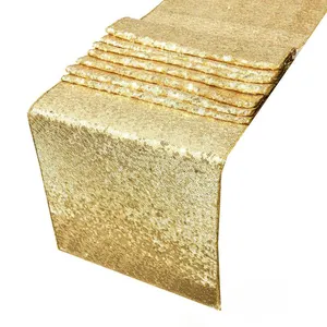 Goedkope Groothandel Bruiloft Decoratie 3Mm Mesh Borduren Gold Sequin Tafelloper