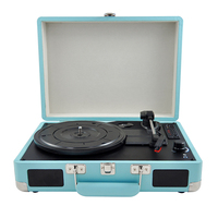 Portable Koper dengan Harga Murah Mini USB Bluetooth 3-Speed Vinyl Record Pemain dengan Dibangun Di Speaker